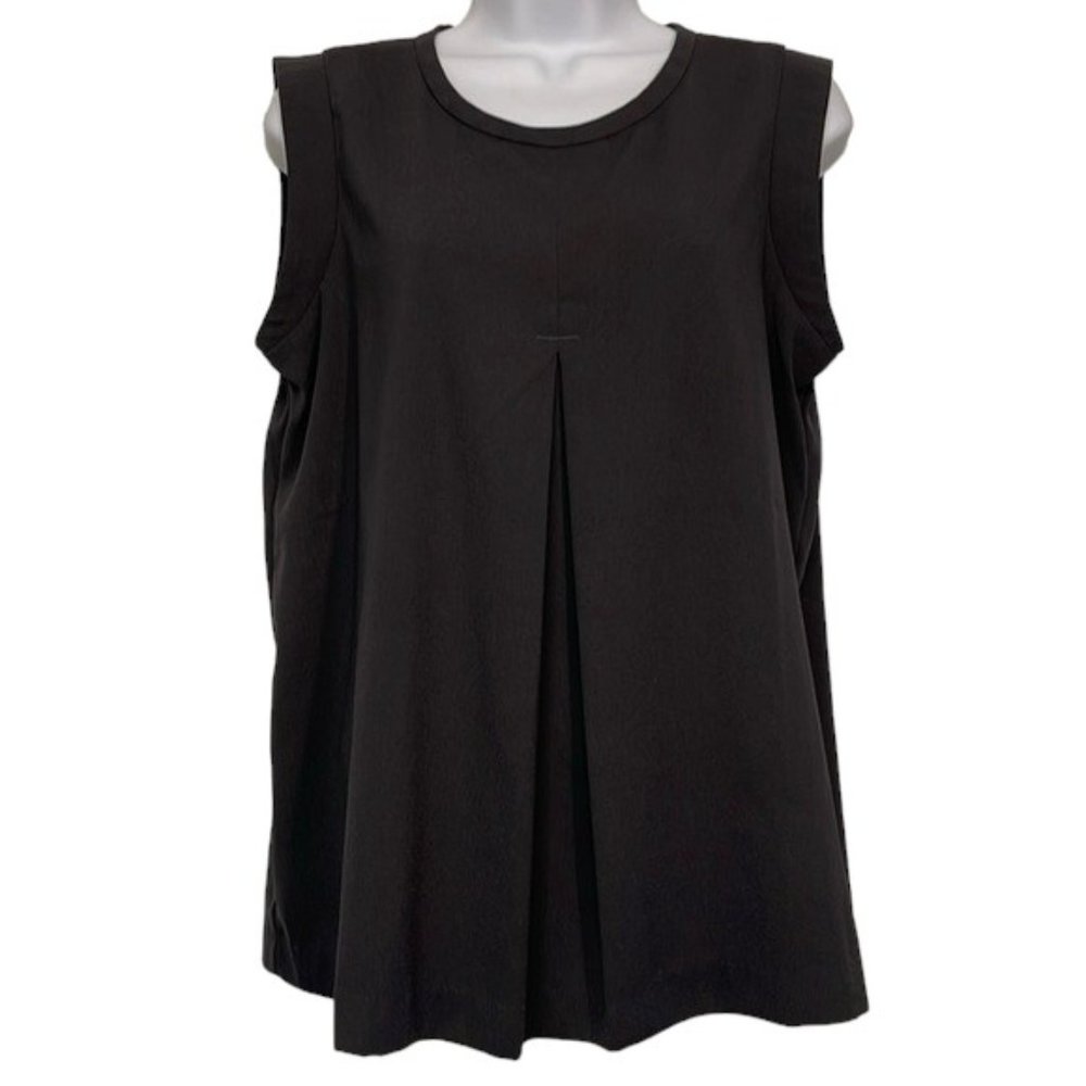 Women's J. Crew Black Pleated Sleeveless Loose Fitting Black Blouse Size 8 EUC